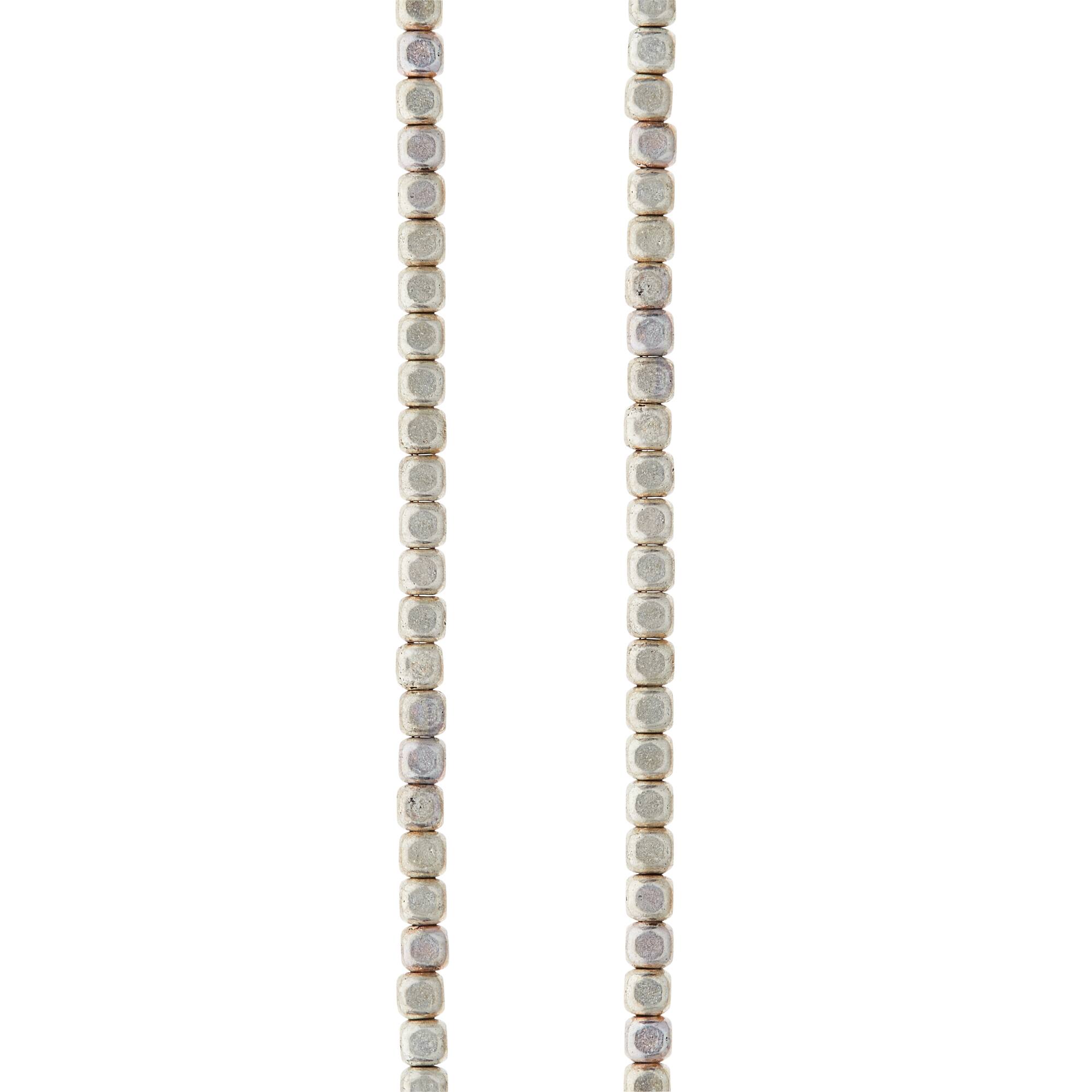 Silver Metal Small Cube Beads, 4mm by Bead Landing™